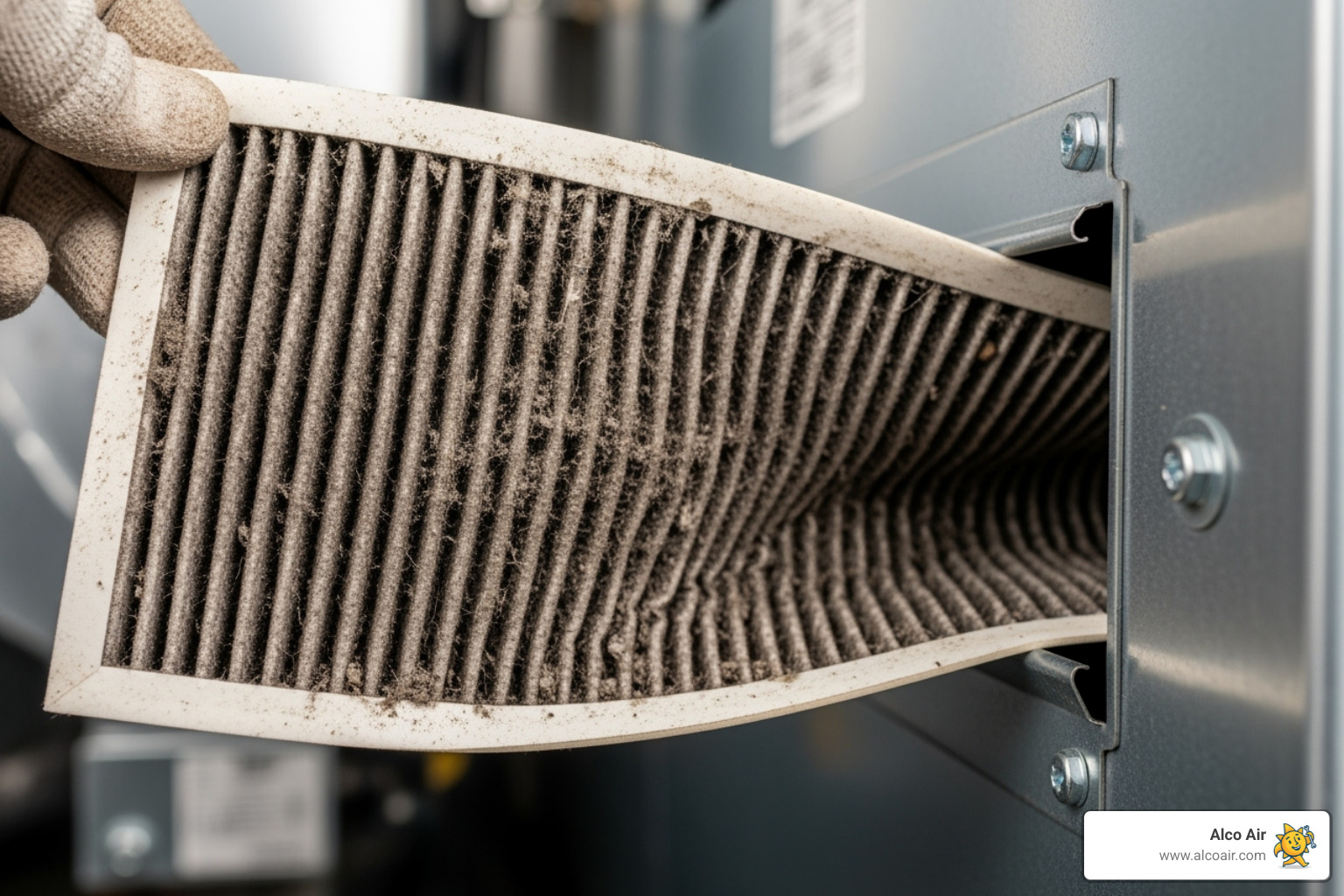 Dirty, clogged air filter being replaced - ac and furnace repair henderson