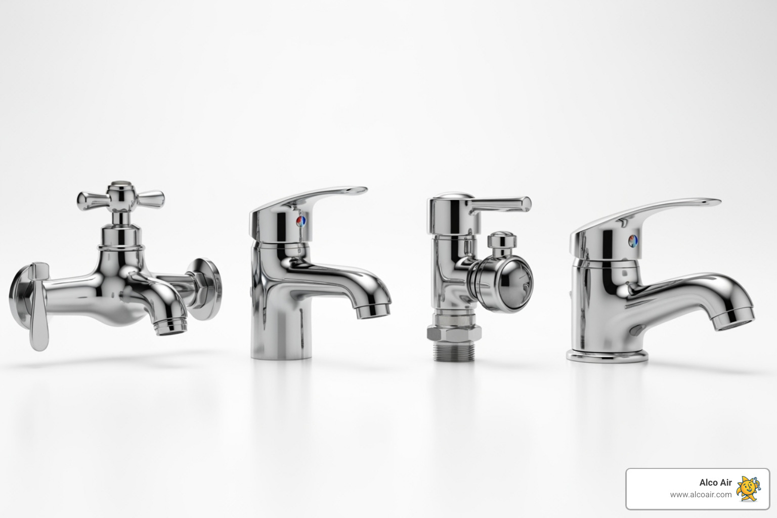 showing the four main types of faucets side-by-side - Leaky faucet repair