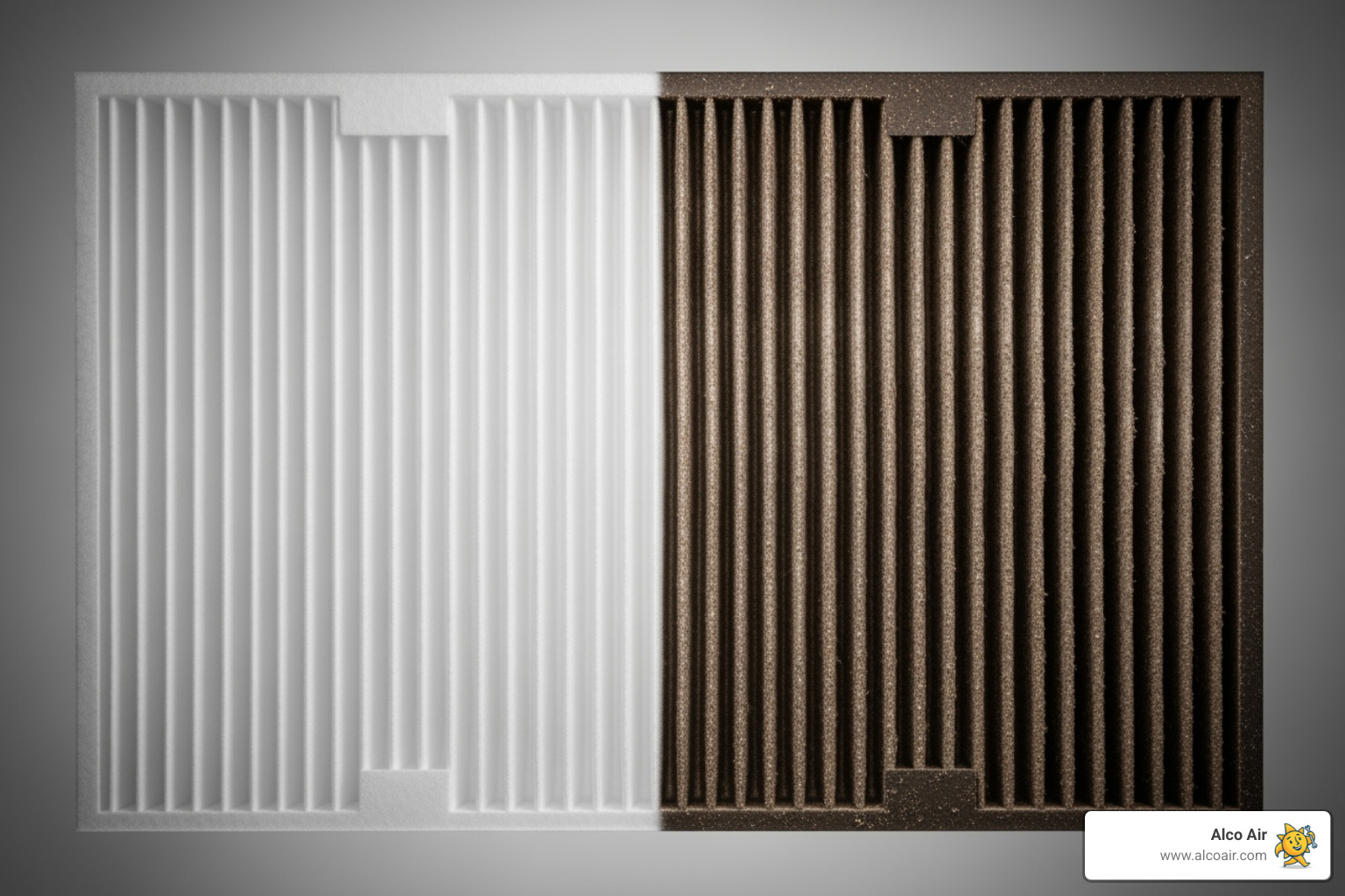 comparing a clean AC air filter to a dirty one - Air conditioner repair Longview comparing a clean AC air filter to a dirty one - Air conditioner repair Longview