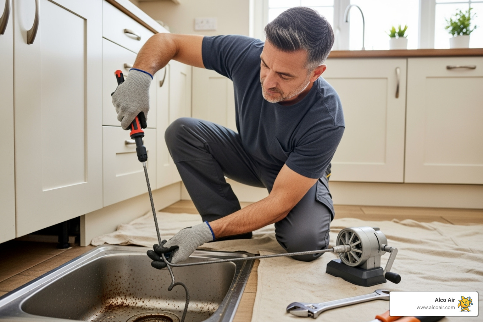 plumber using drain snake - emergency plumber naples