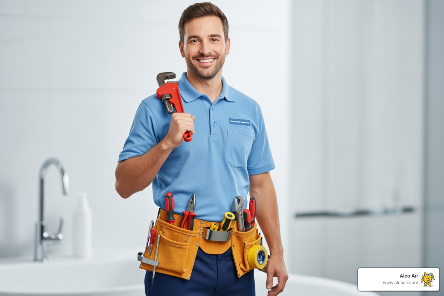 friendly, professional plumber with tools - emergency plumber naples