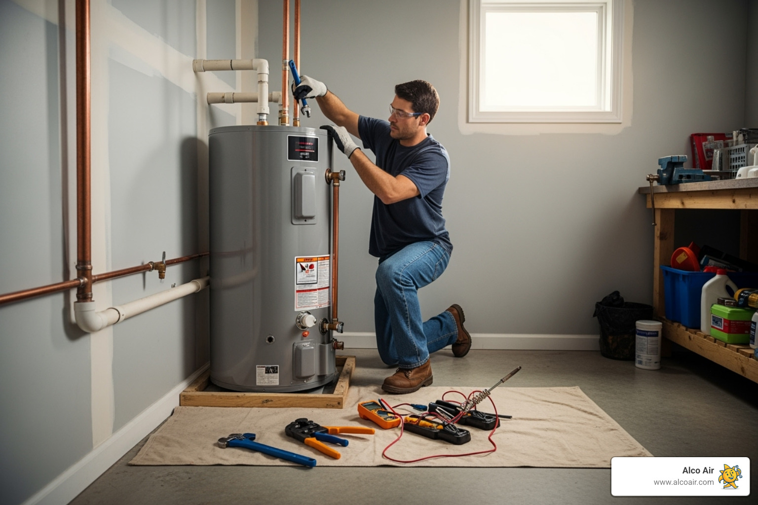 certified technician installing a new water heater - henderson water heater replacement certified technician installing a new water heater - henderson water heater replacement