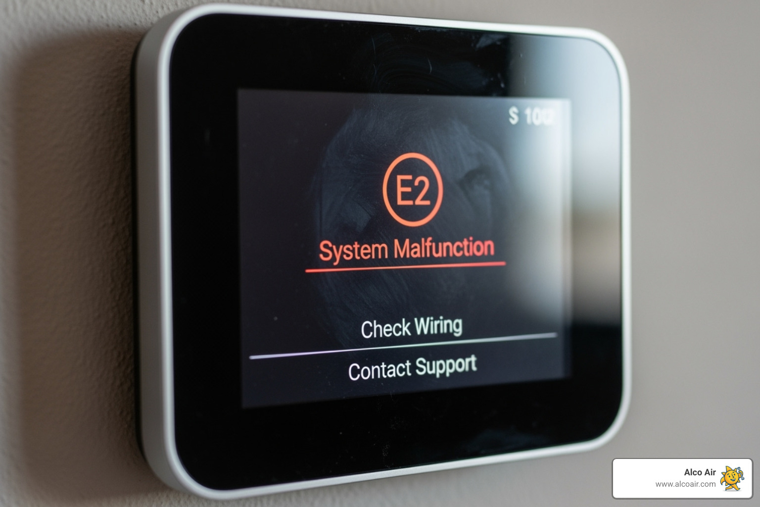 A thermostat showing an error message, signaling an urgent HVAC issue - HVAC repair Longview TX