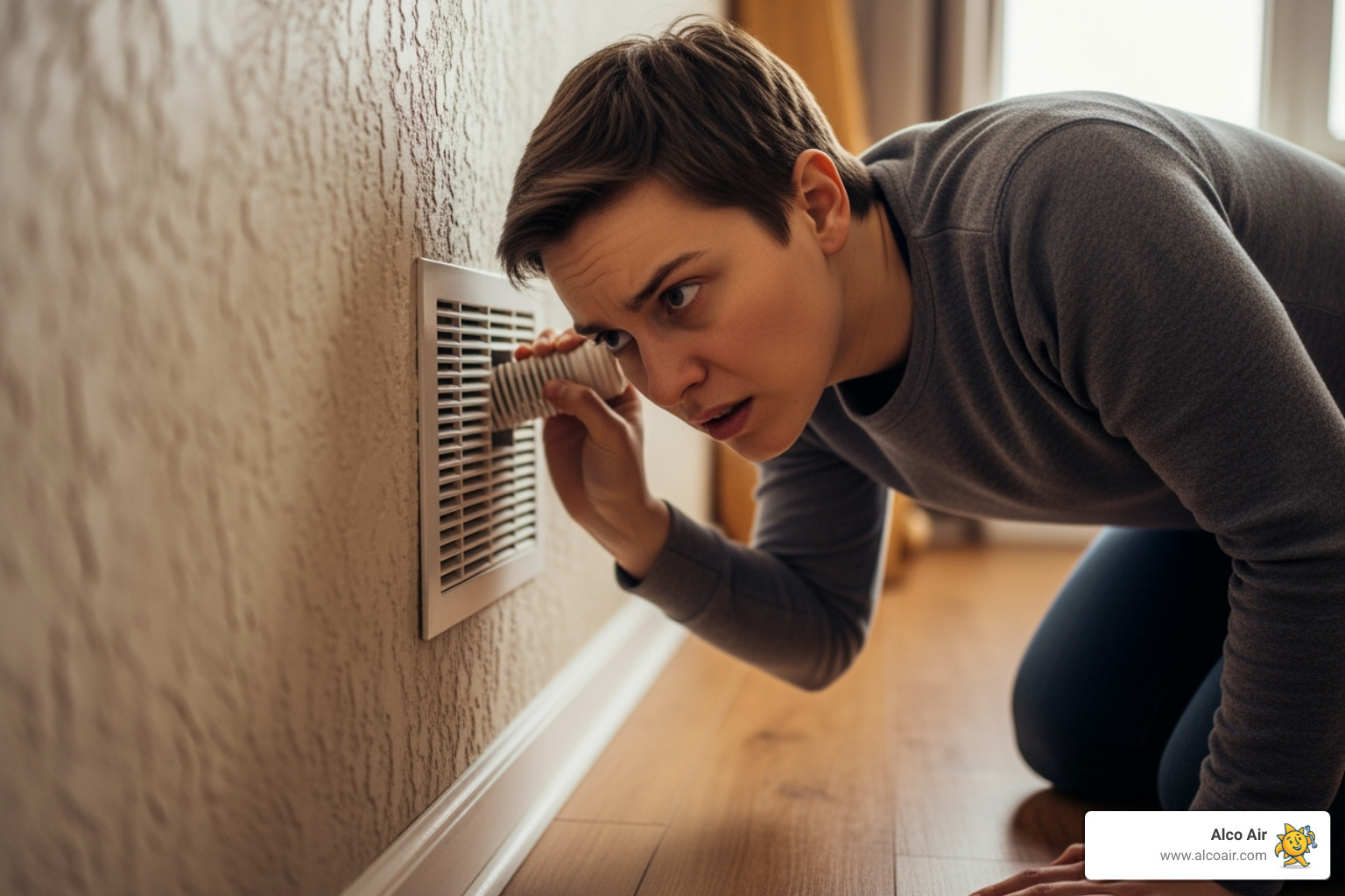person listening to furnace vents - furnace blower motor repair henderson