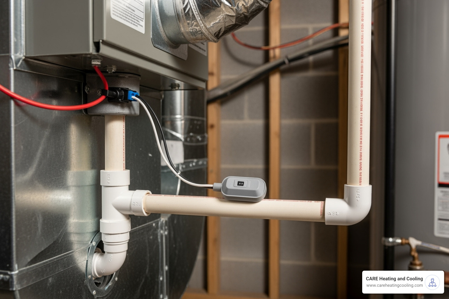 condensate drain line and float switch near an indoor air handler - AC not turning on