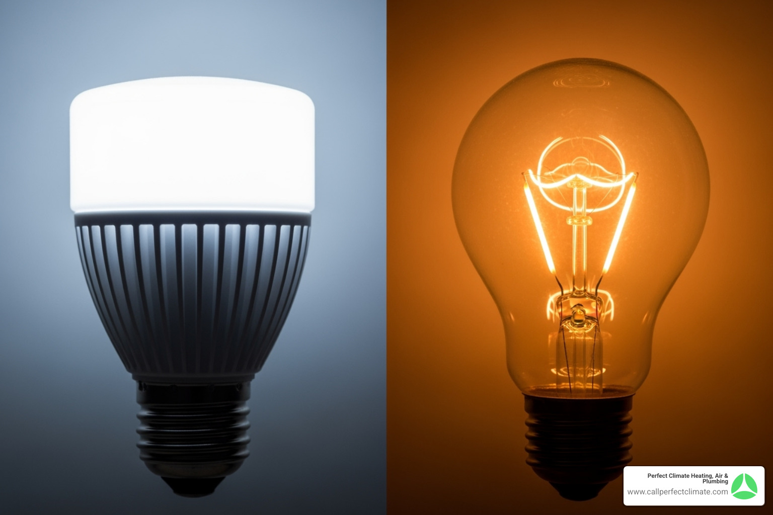 comparing the light from an LED bulb and an incandescent bulb - reduce energy bills