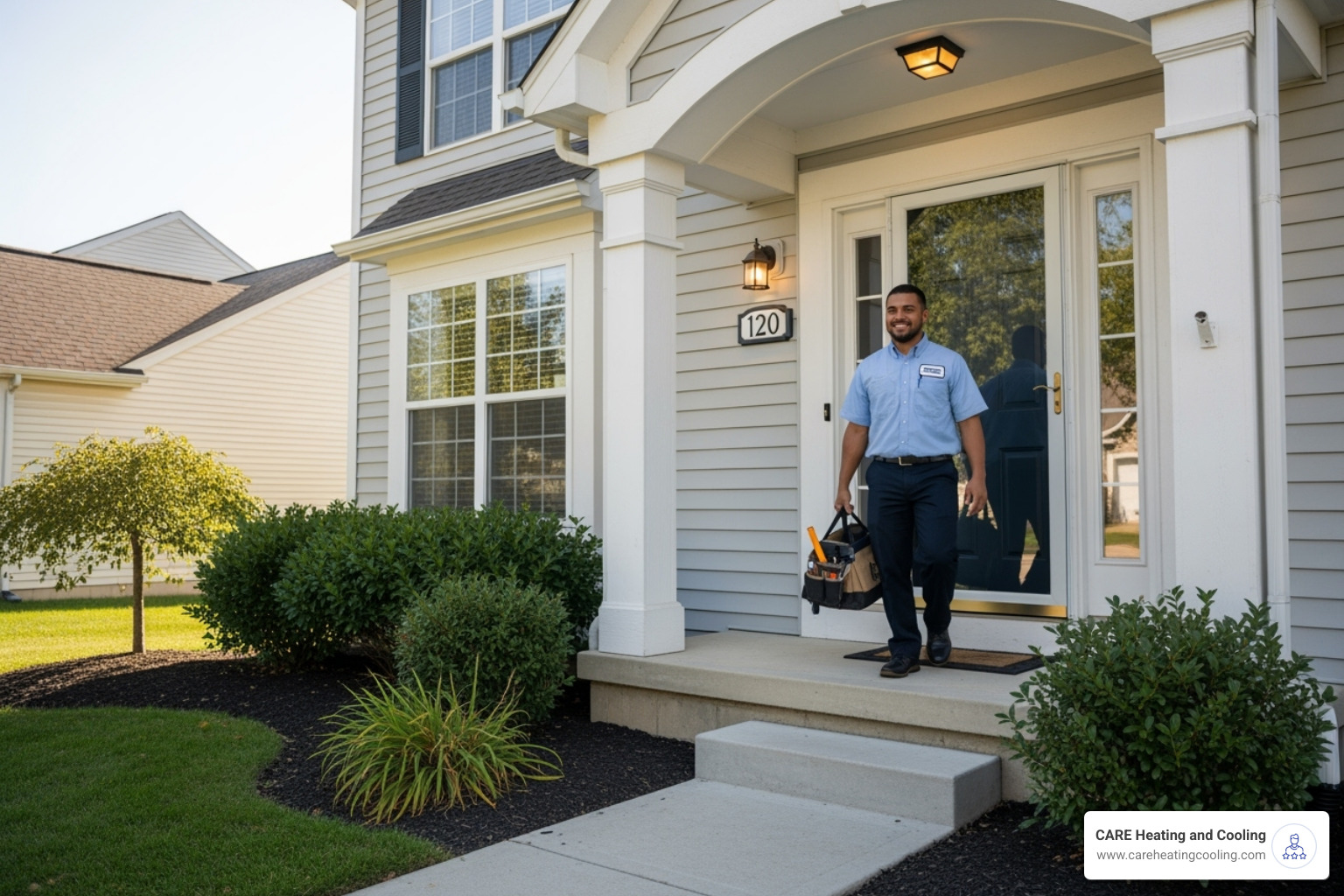 friendly, professional technician arriving at a Westerville home - air conditioning repair westerville friendly, professional technician arriving at a Westerville home - air conditioning repair westerville