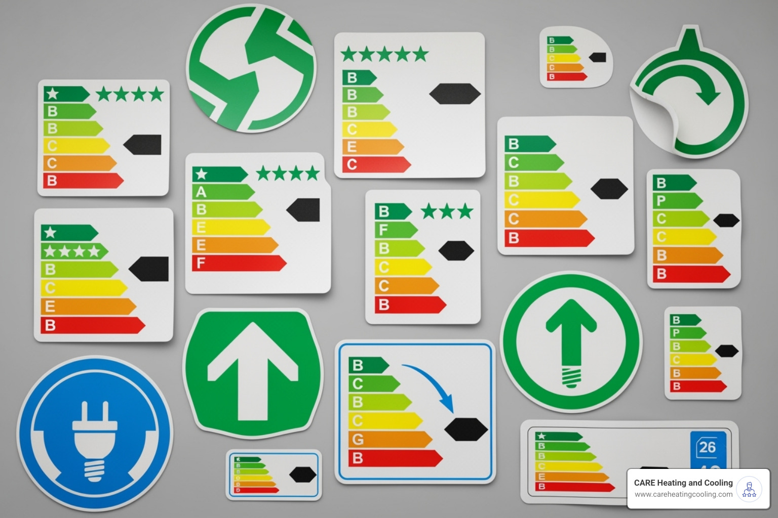 different energy rating labels - Energy efficient HVAC