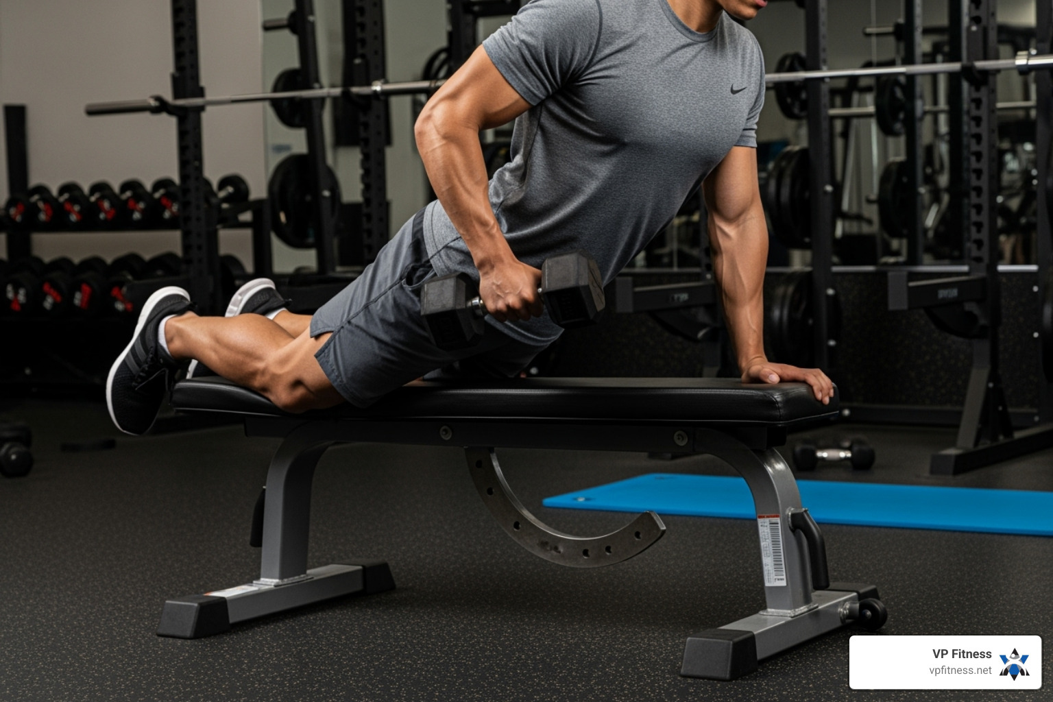 person correctly performing a dumbbell row - beginner fitness program person correctly performing a dumbbell row - beginner fitness program