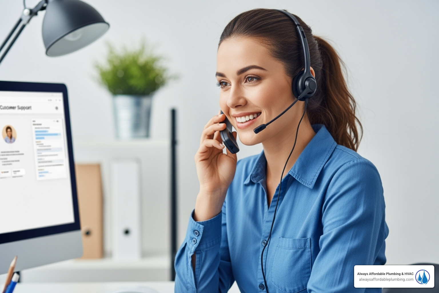 Image of a friendly customer service representative on the phone - Elk Grove HVAC company