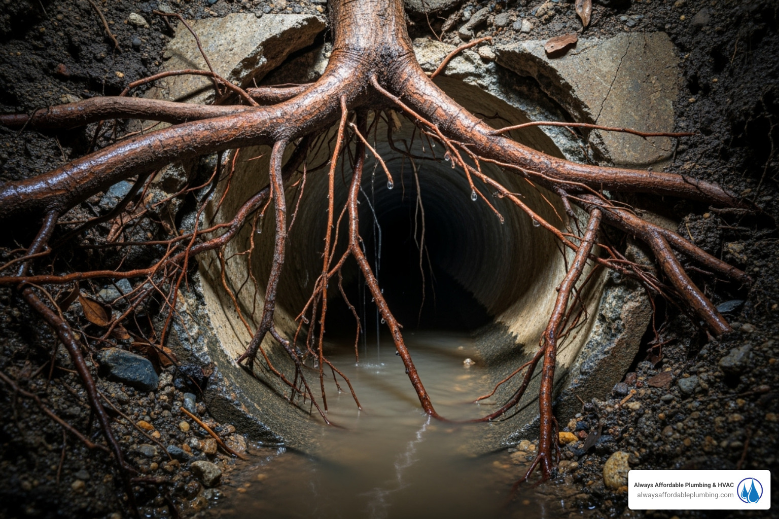 tree roots invading a sewer pipe - sewer line Folsom