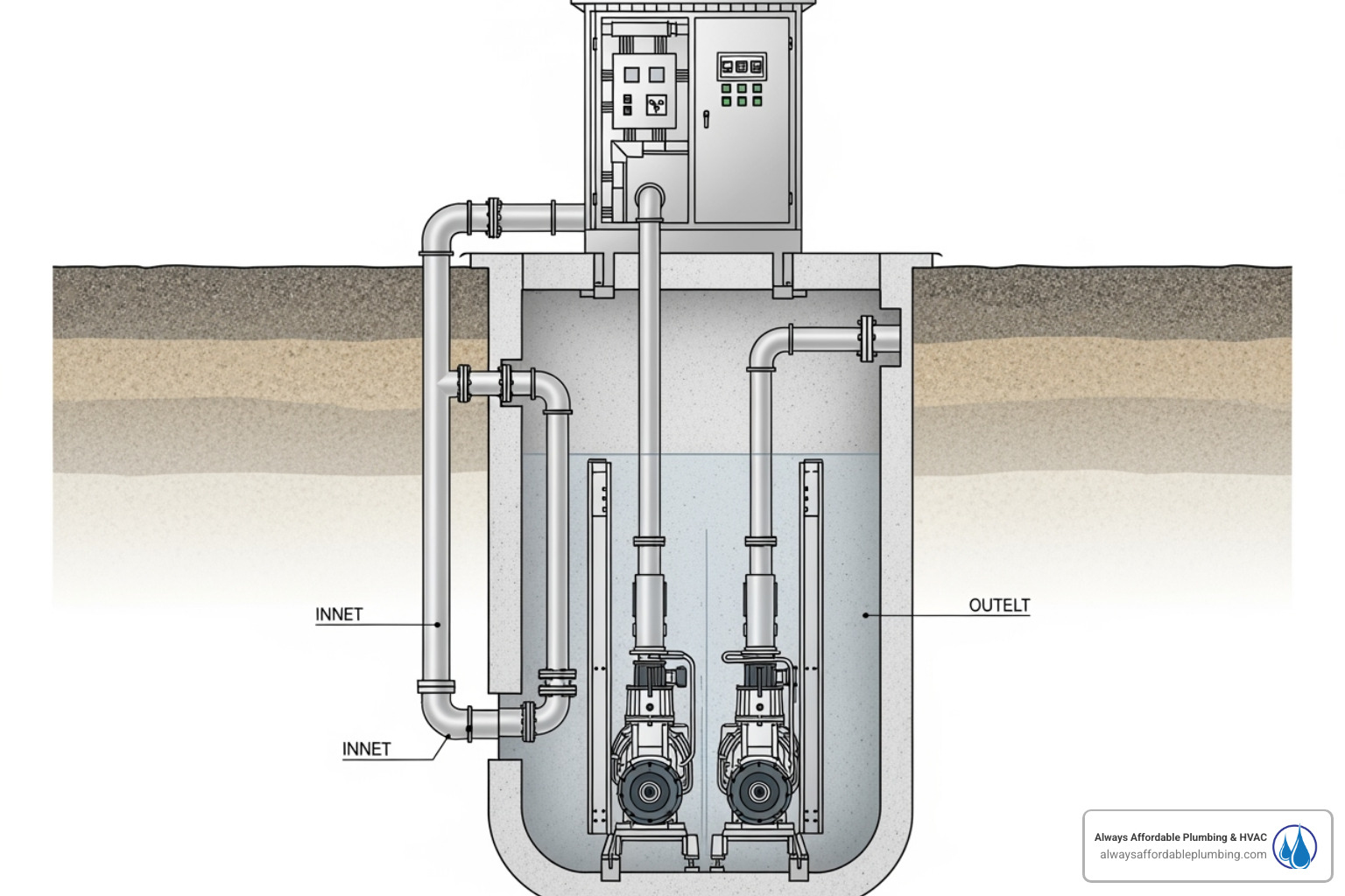 diagram illustrating a sewer lift station - sewer line Folsom