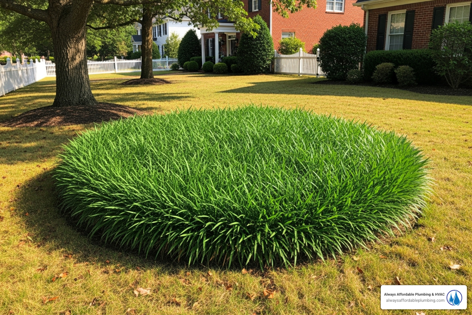 an unusually green patch of grass in a yard - sewer line repair elk grove