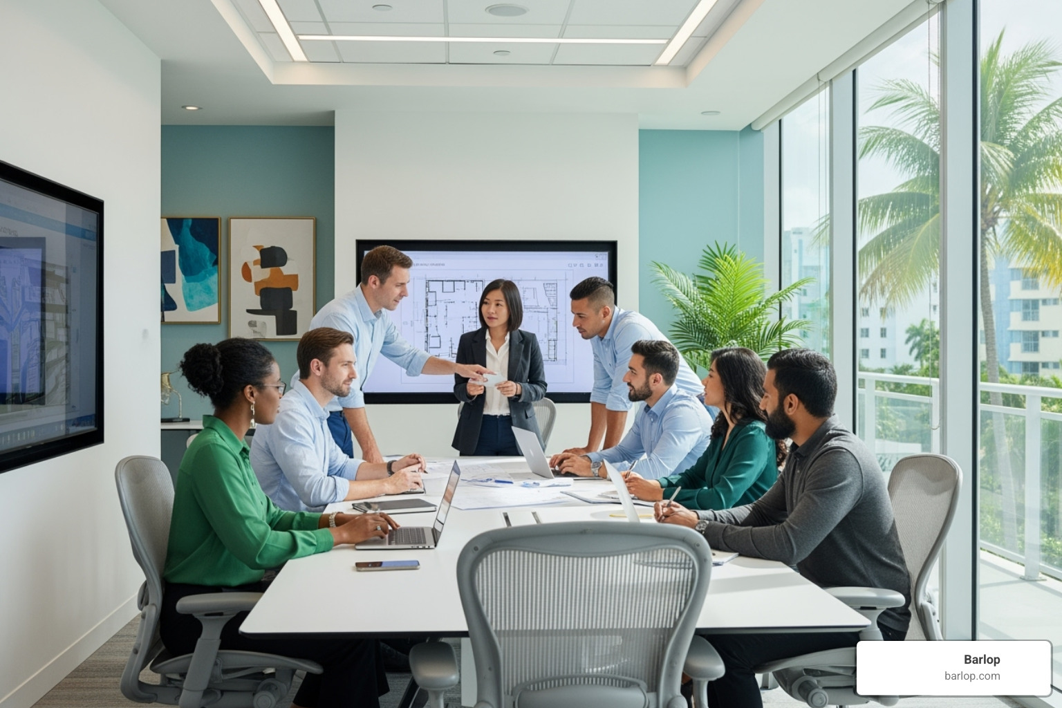 a diverse team working in a modern Miami office setting - business process outsourcing Miami