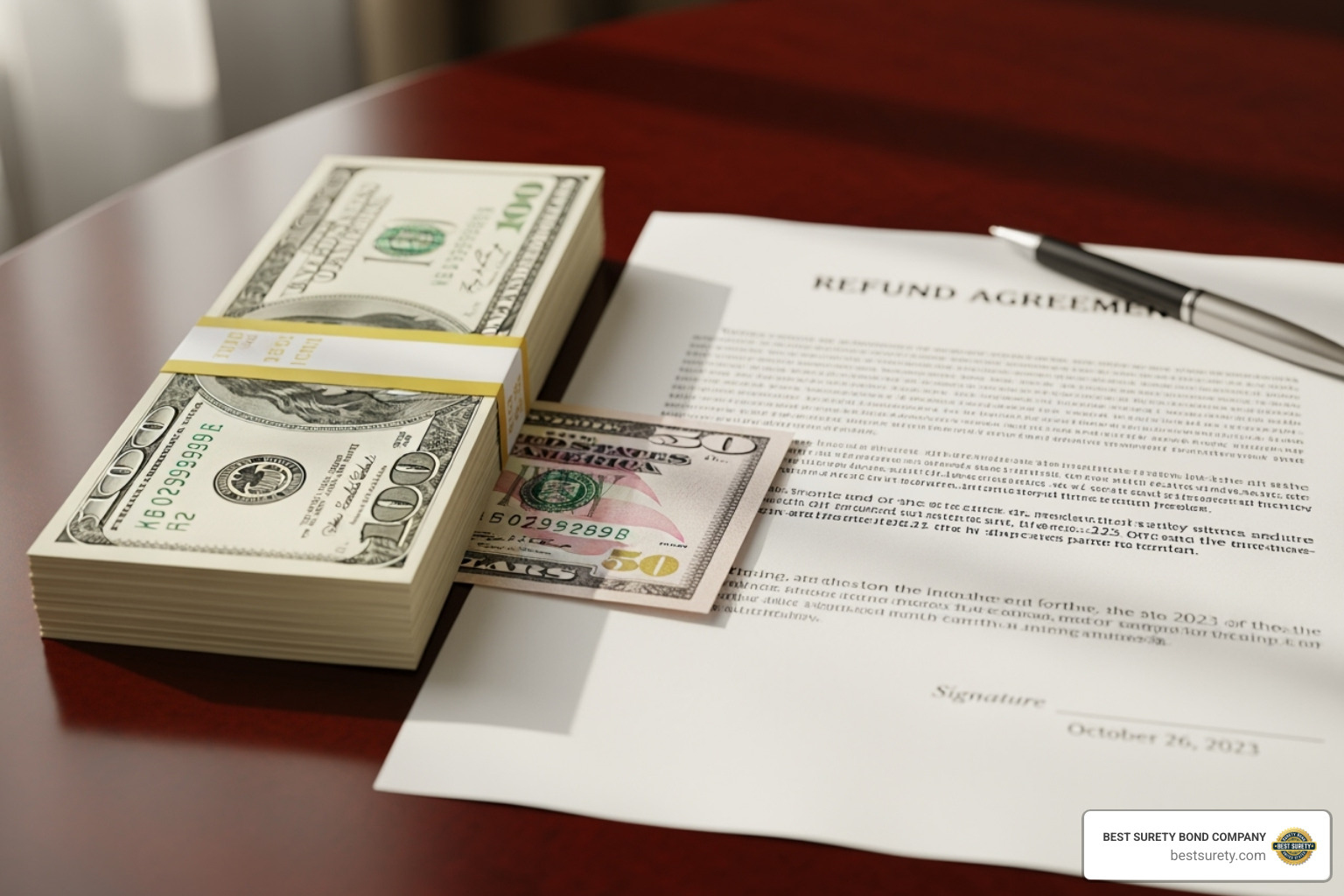 surety bond refund - entitled to refund on surety bond when court over