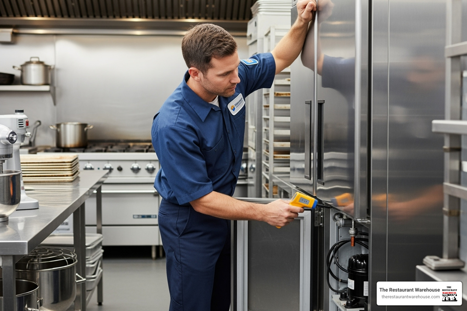 technician inspecting refrigerator - atosa parts