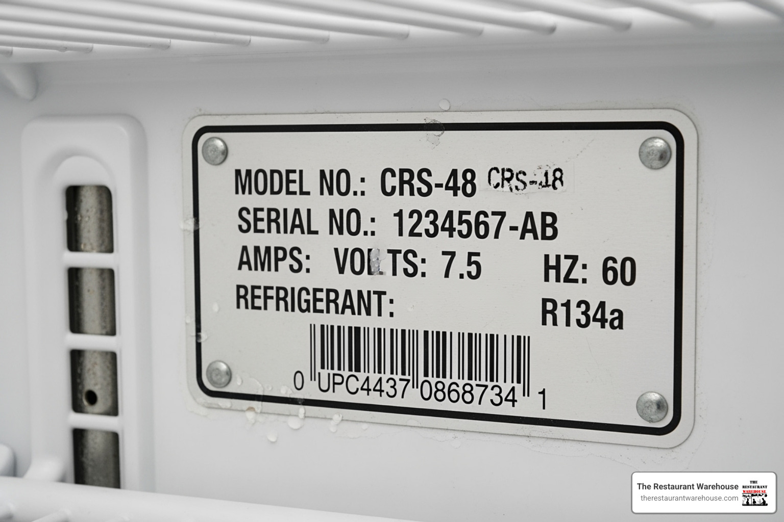 data plate on refrigerator - atosa parts