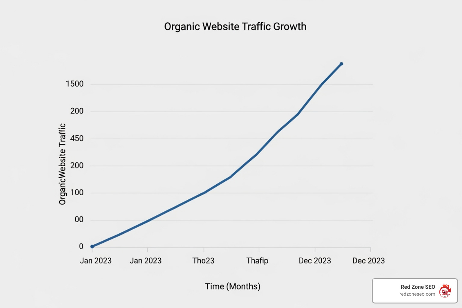 Line chart showing a clear upward trend in organic traffic over time - SEO data visualization
