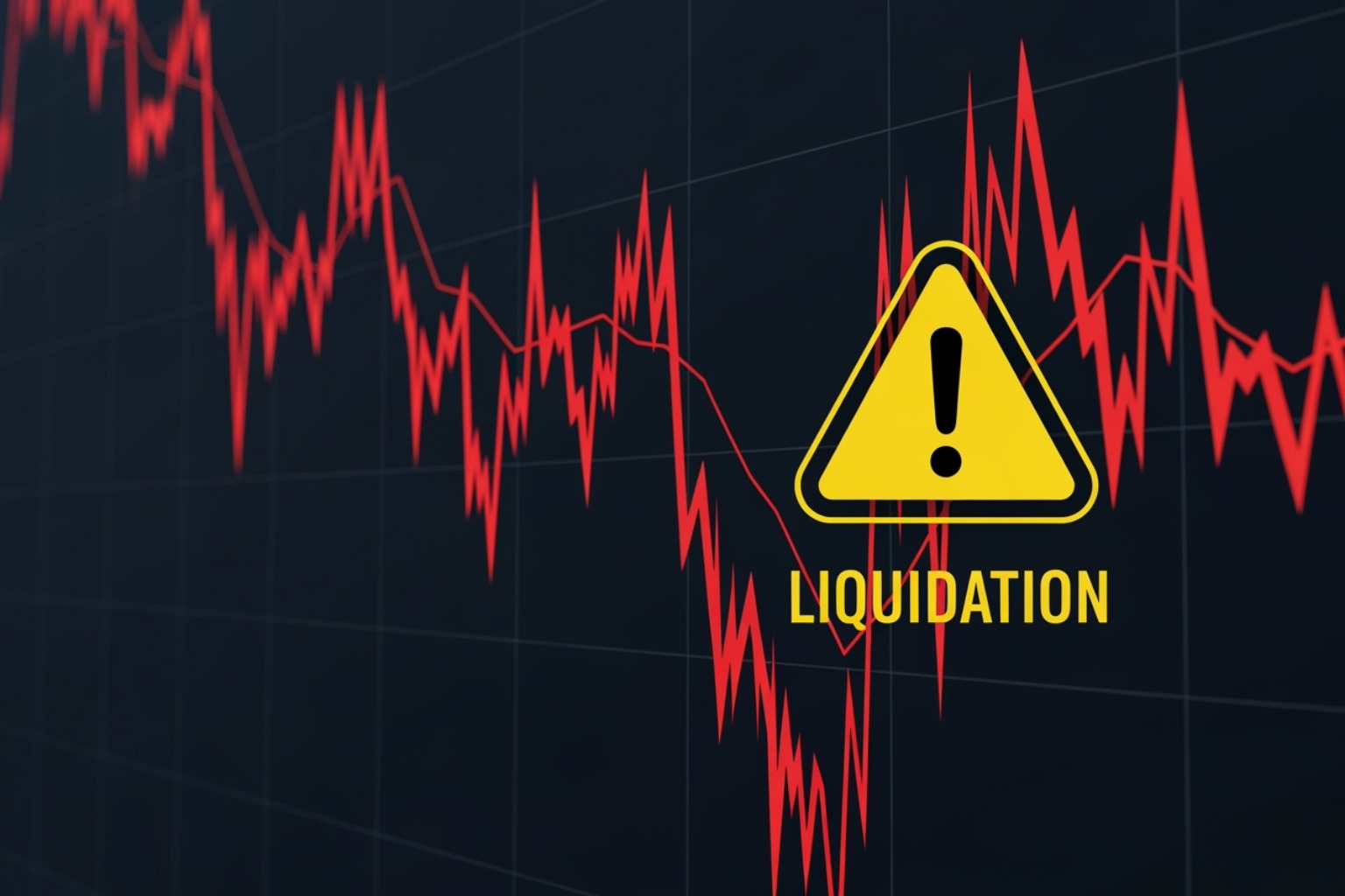 graph showing extreme price volatility and a liquidation warning icon - crypto30x.com ocean