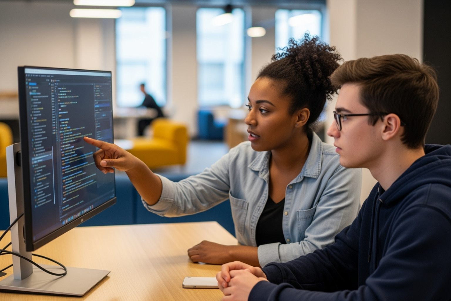 An instructor mentoring a student one-on-one - institute of data review