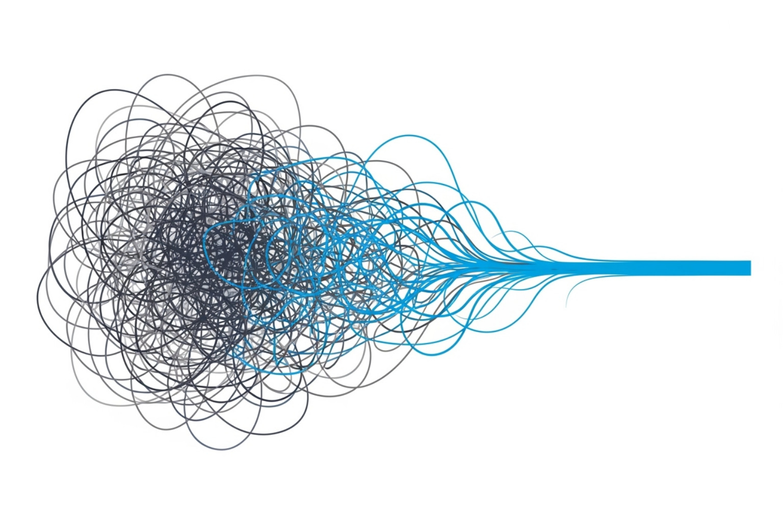 of a diagram showing multiple tangled lines of debt becoming one single, straight line - traceloans.com debt consolidation