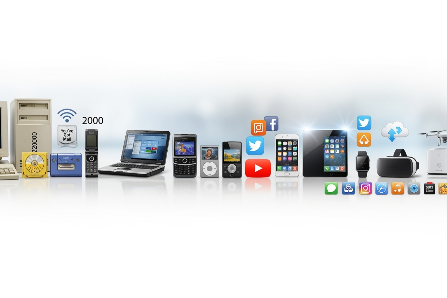 timeline showcasing digital milestones from 2000 to today - agence web dualmedia