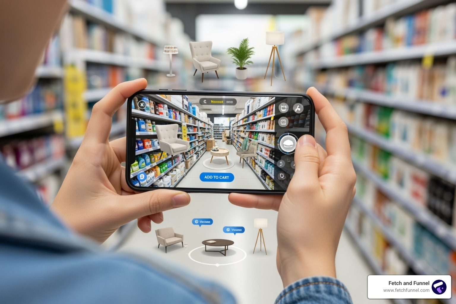 a user interacting with an AR shopping application on a smartphone - digital growth strategies a user interacting with an AR shopping application on a smartphone - digital growth strategies
