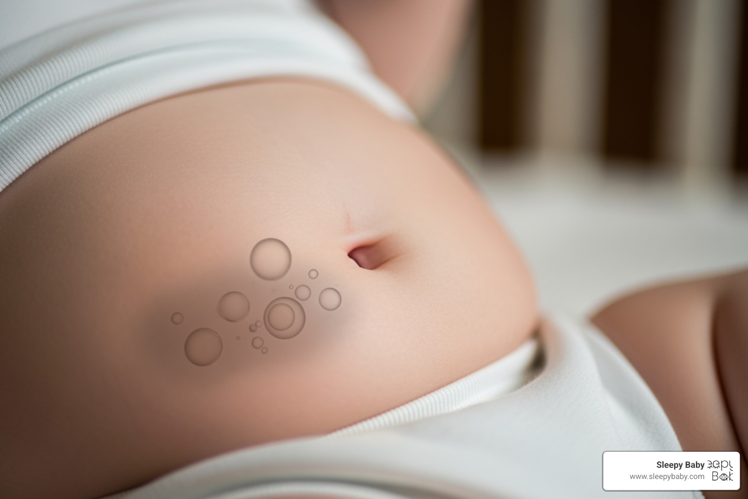 image illustrating potential colic triggers like gas bubbles in a baby's tummy - colicky