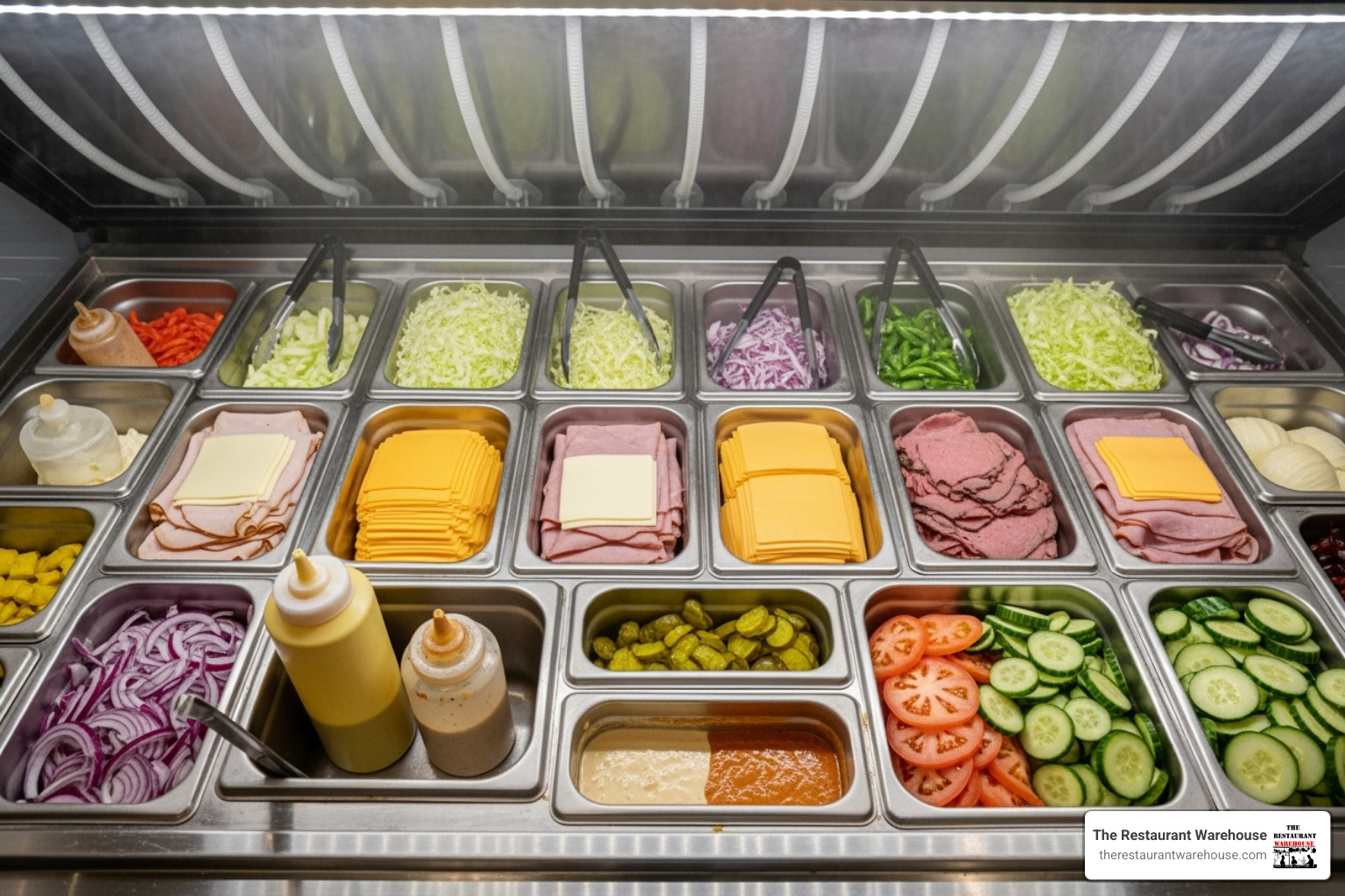 interior of a sandwich prep table - sandwich prep table with glass sneeze guard interior of a sandwich prep table - sandwich prep table with glass sneeze guard