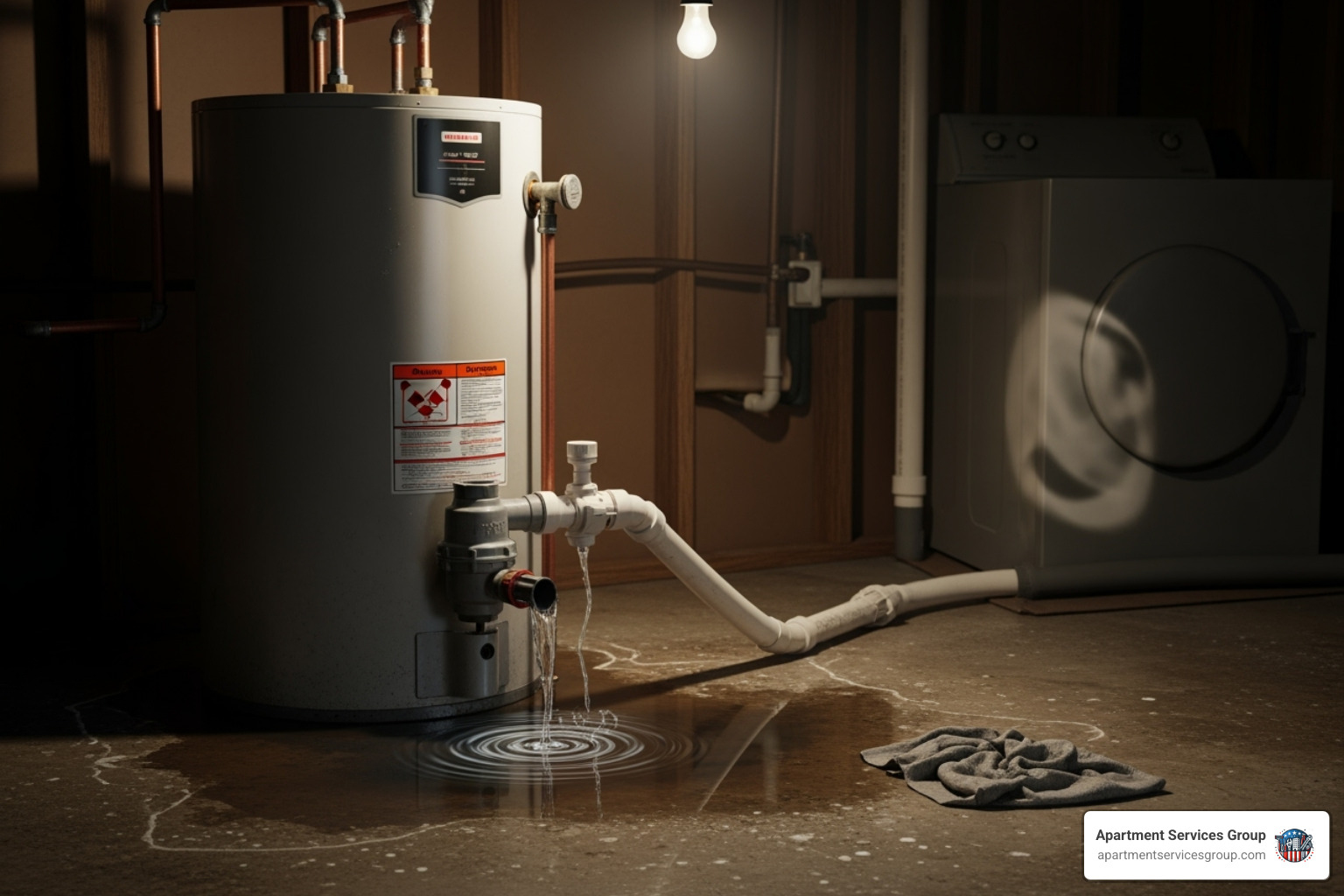 water pooling at the base of a water heater - water heater repair