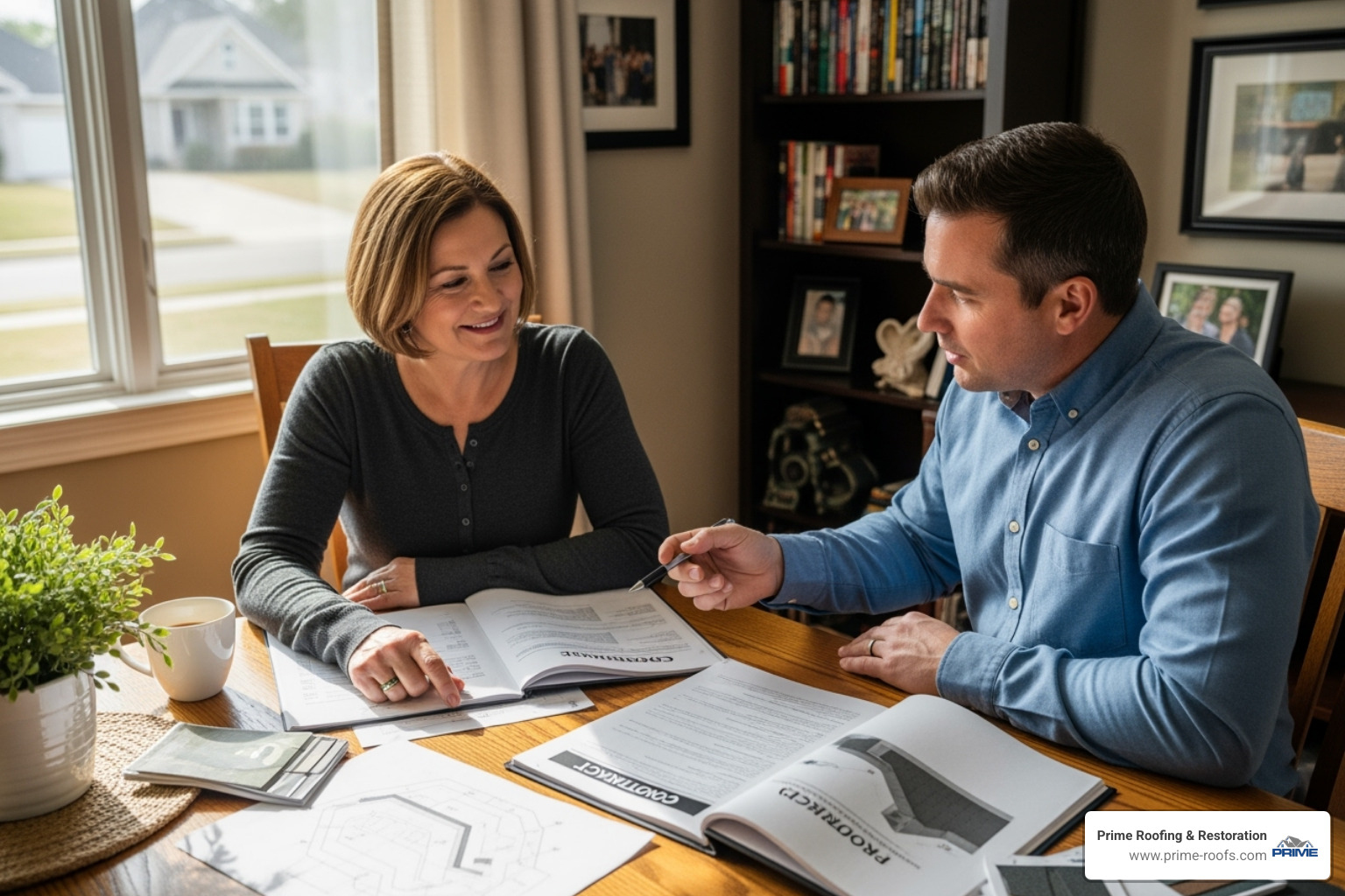 a homeowner reviewing a roofing contract with a contractor - how much does a new roof cost a homeowner reviewing a roofing contract with a contractor - how much does a new roof cost