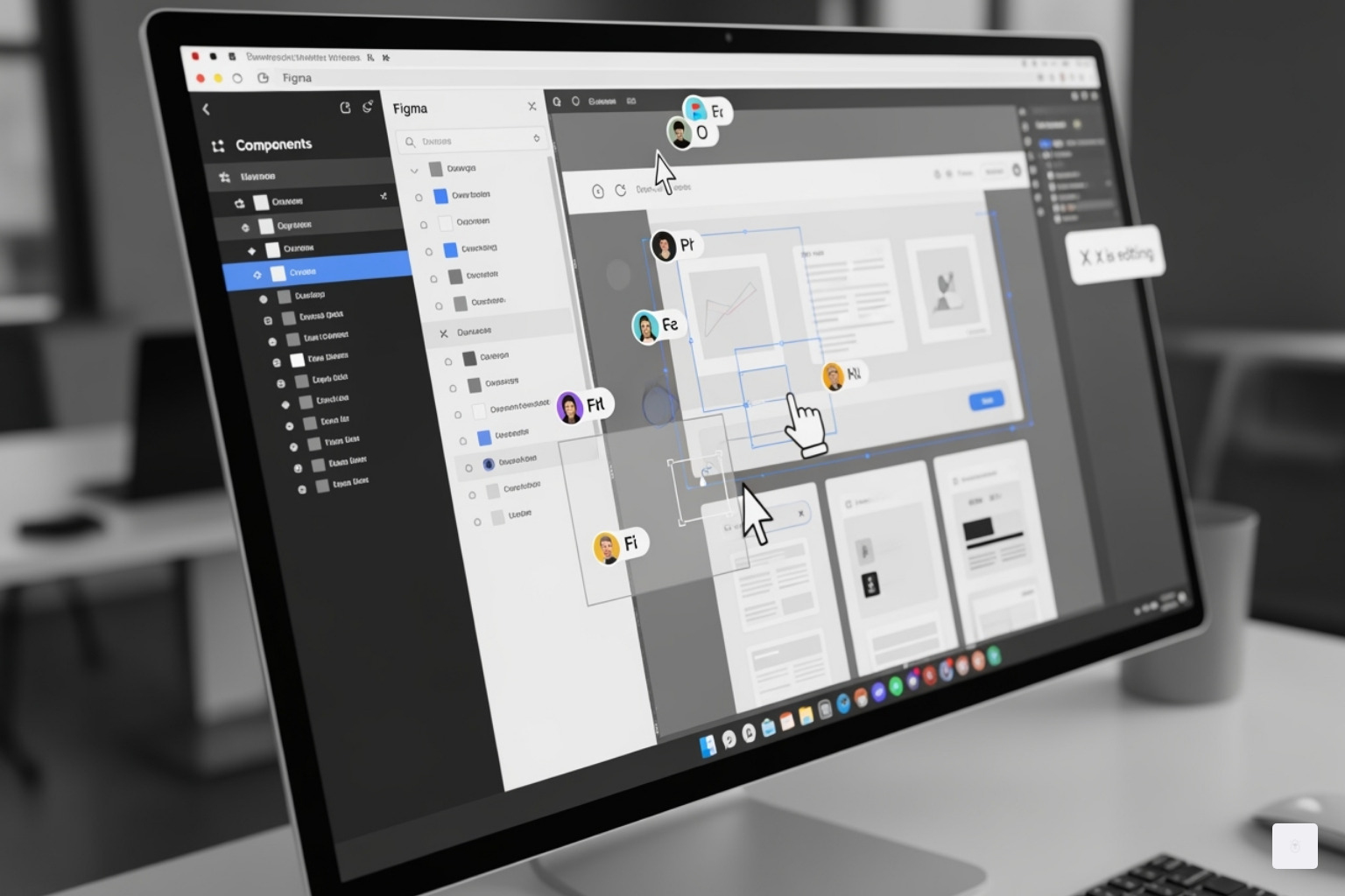Figma user interface highlighting collaborative features - figma stock