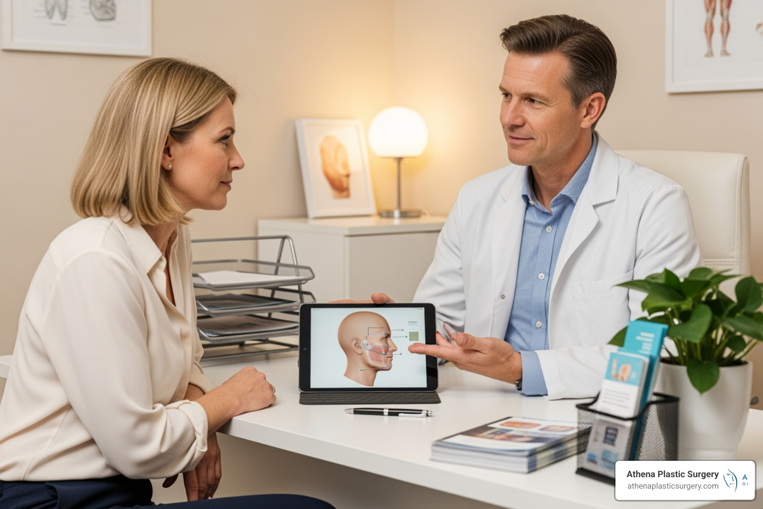 surgeon consulting with a patient - how much does deep plane facelift cost