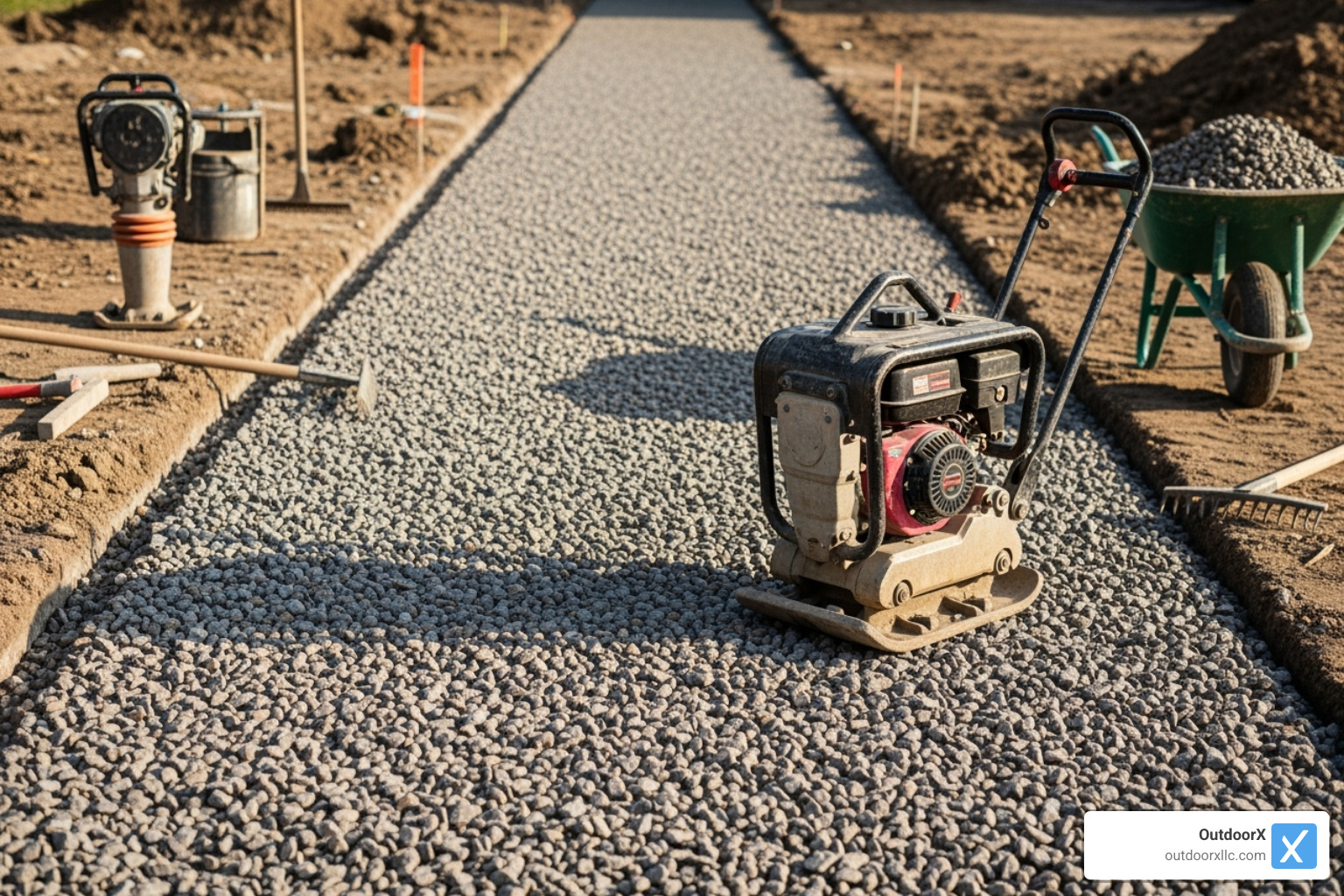 compacted gravel base layer - laying a bluestone walkway