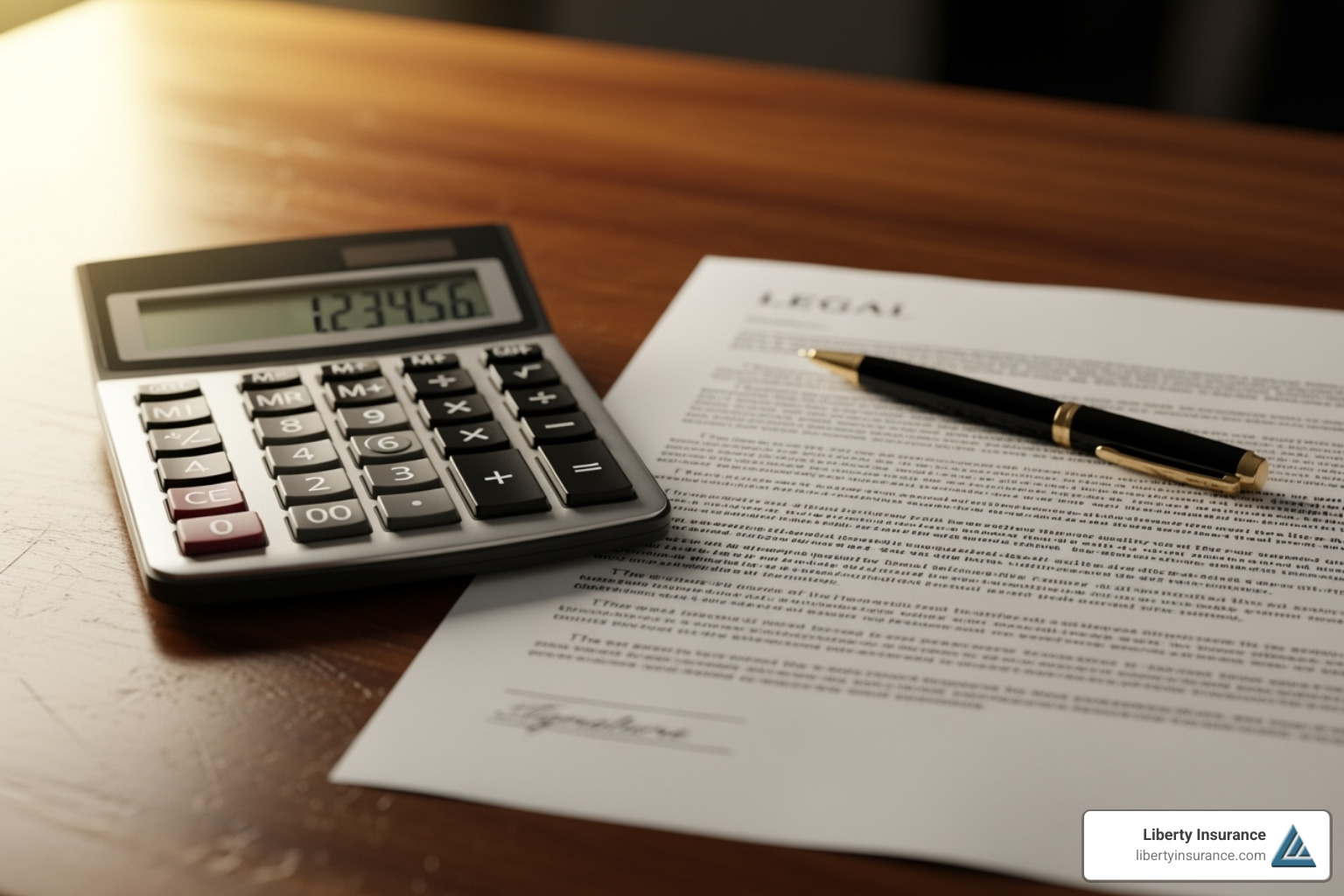 An image of a calculator and a legal document, representing costs and regulations for solar contractors - solar contractor insurance new jersey