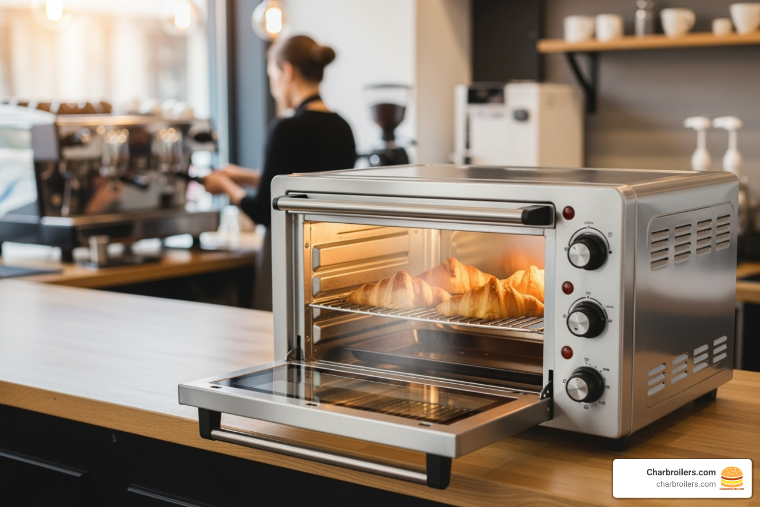 a compact countertop convection oven in a cafe setting - commercial convection oven for sale