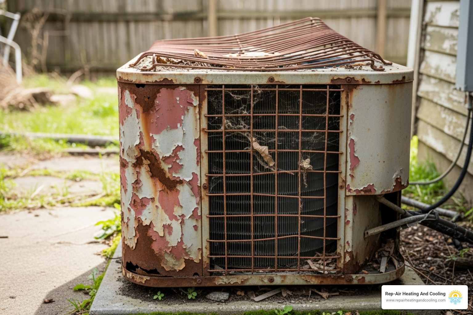 Old, rusty outdoor AC unit - AC installation Mission *