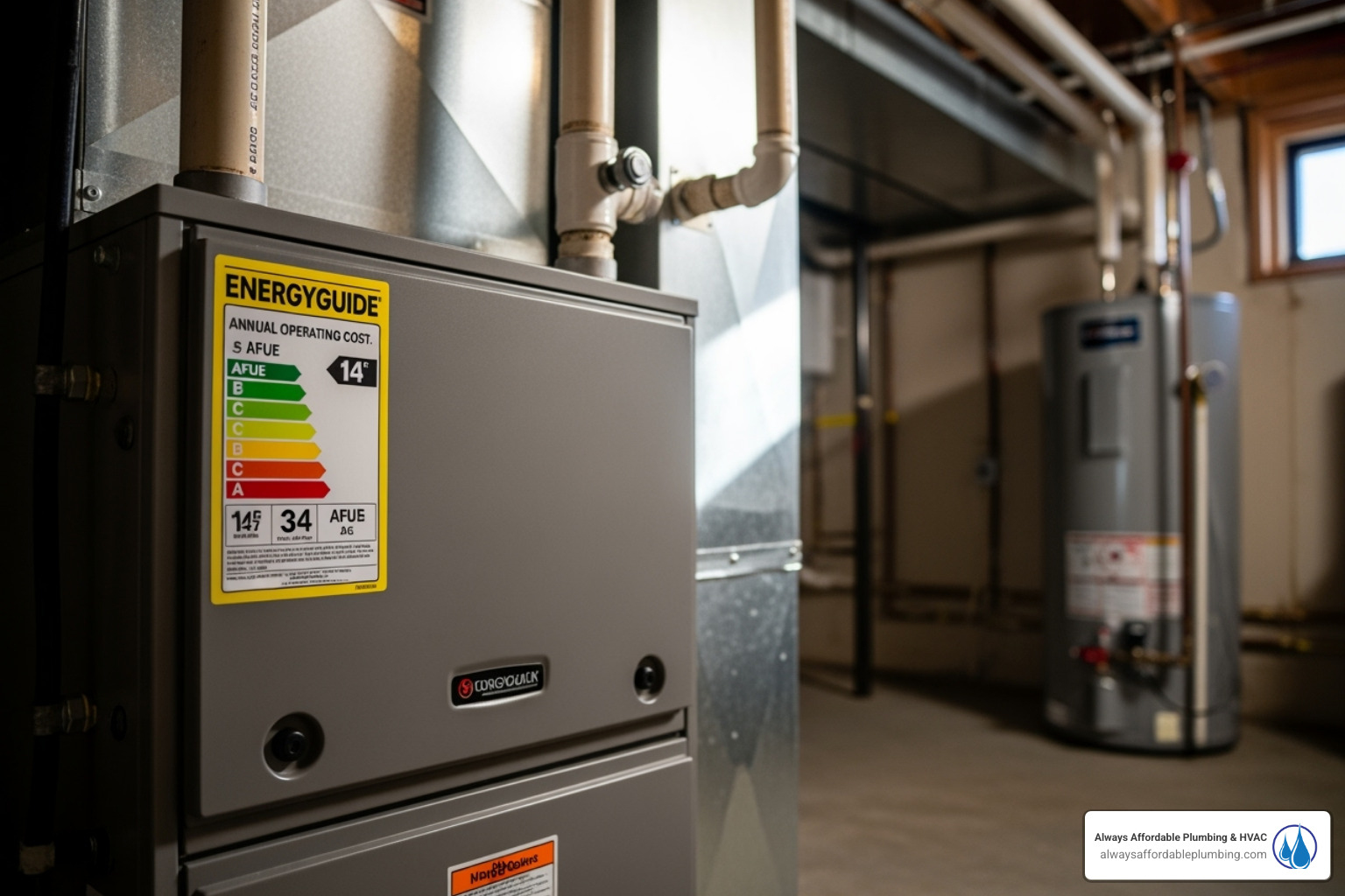 an energy-efficient heater with a high AFUE rating sticker - heater installation folsom