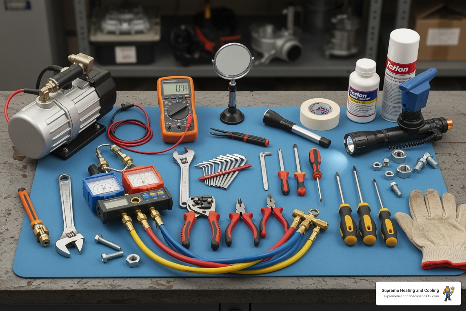Image of a technician's toolset for HVAC maintenance - heat pump maintenance in penn hills