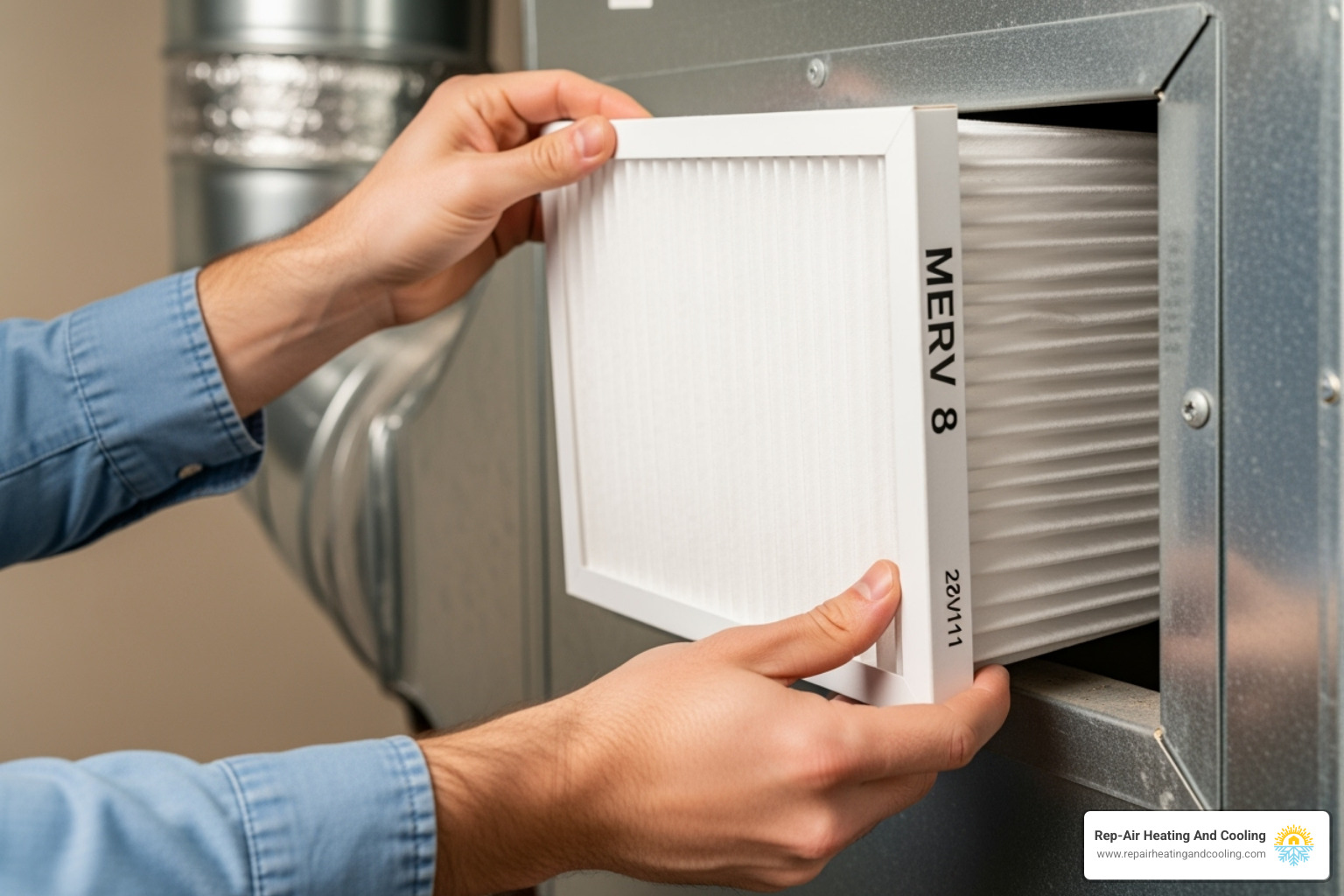 A person changing a home air filter, emphasizing the importance of regular filter replacement for AC efficiency. - ac system check