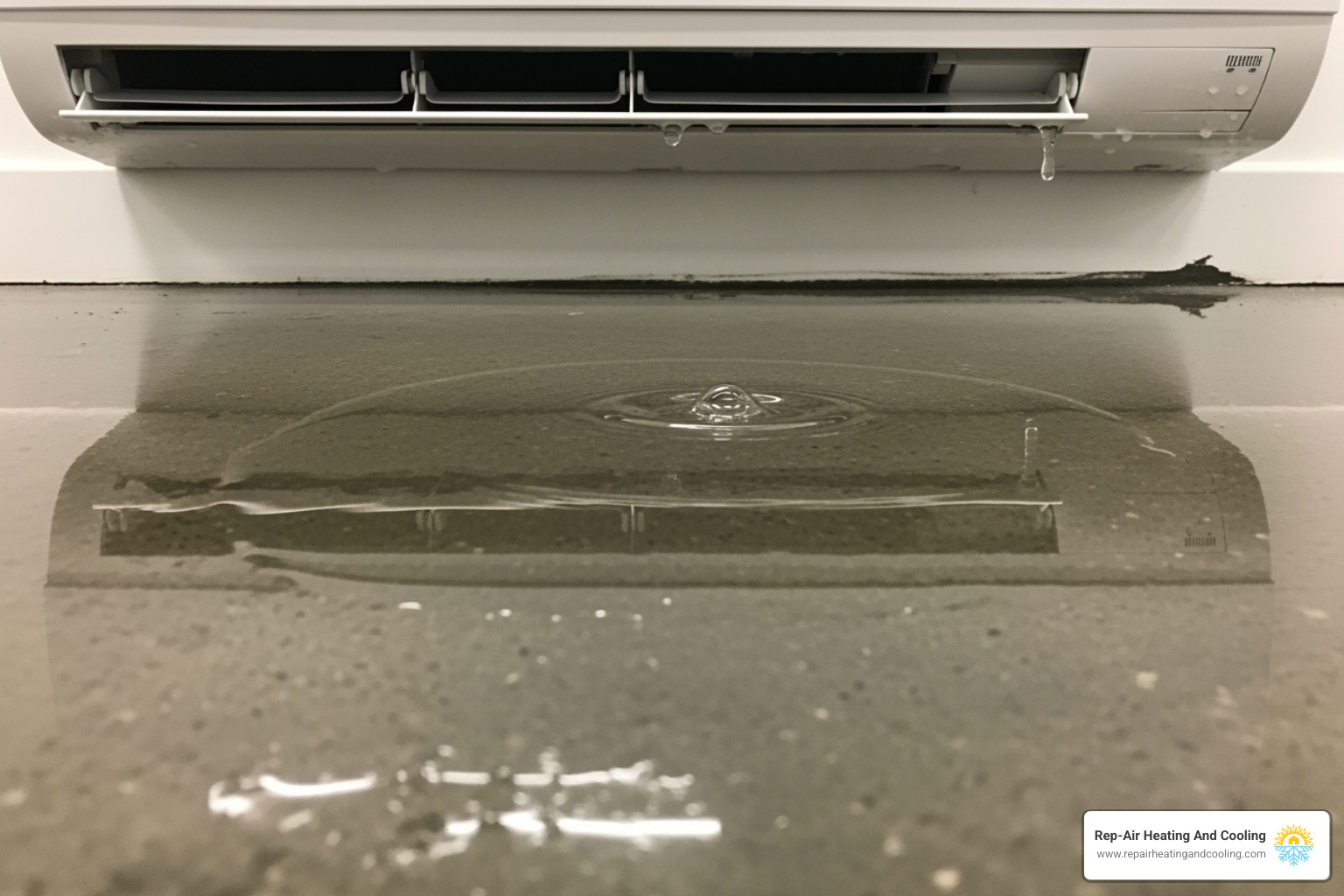 water pooling beneath an indoor AC unit - AC indoor unit repair