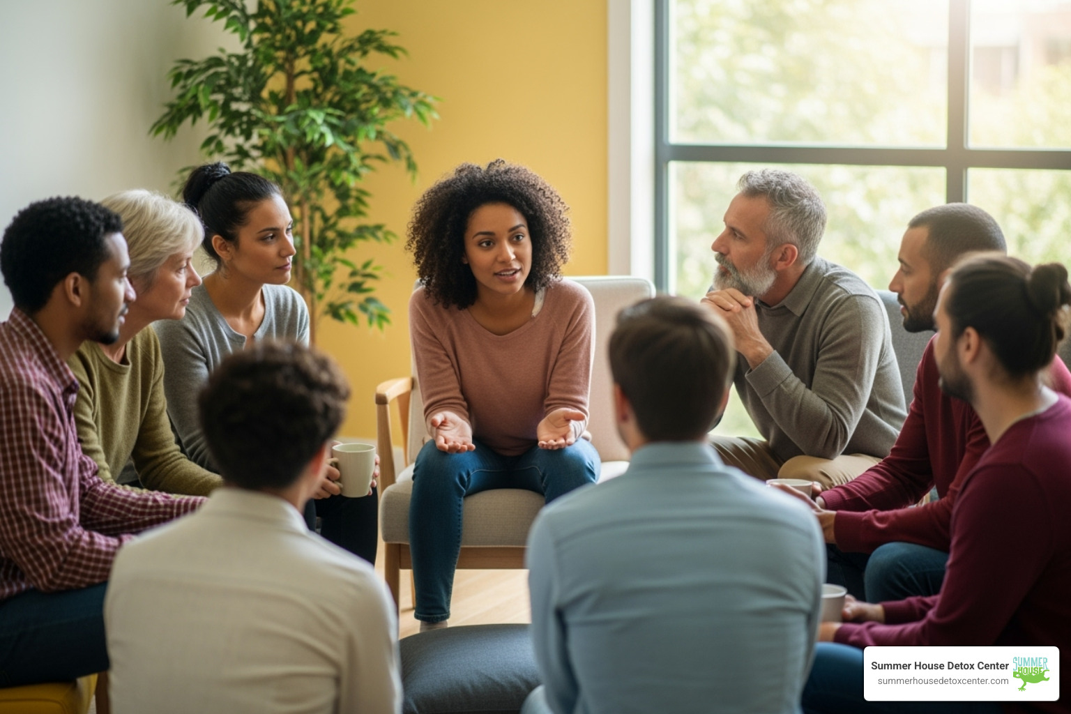 a diverse group of people in a supportive setting - free drug rehab centers in miami