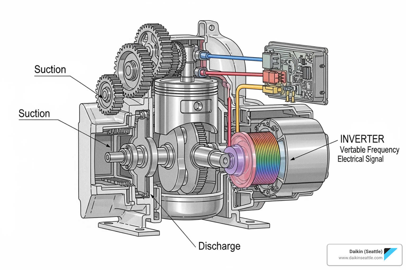Daikin inverter compressor animation - Daikin ductless heat pump