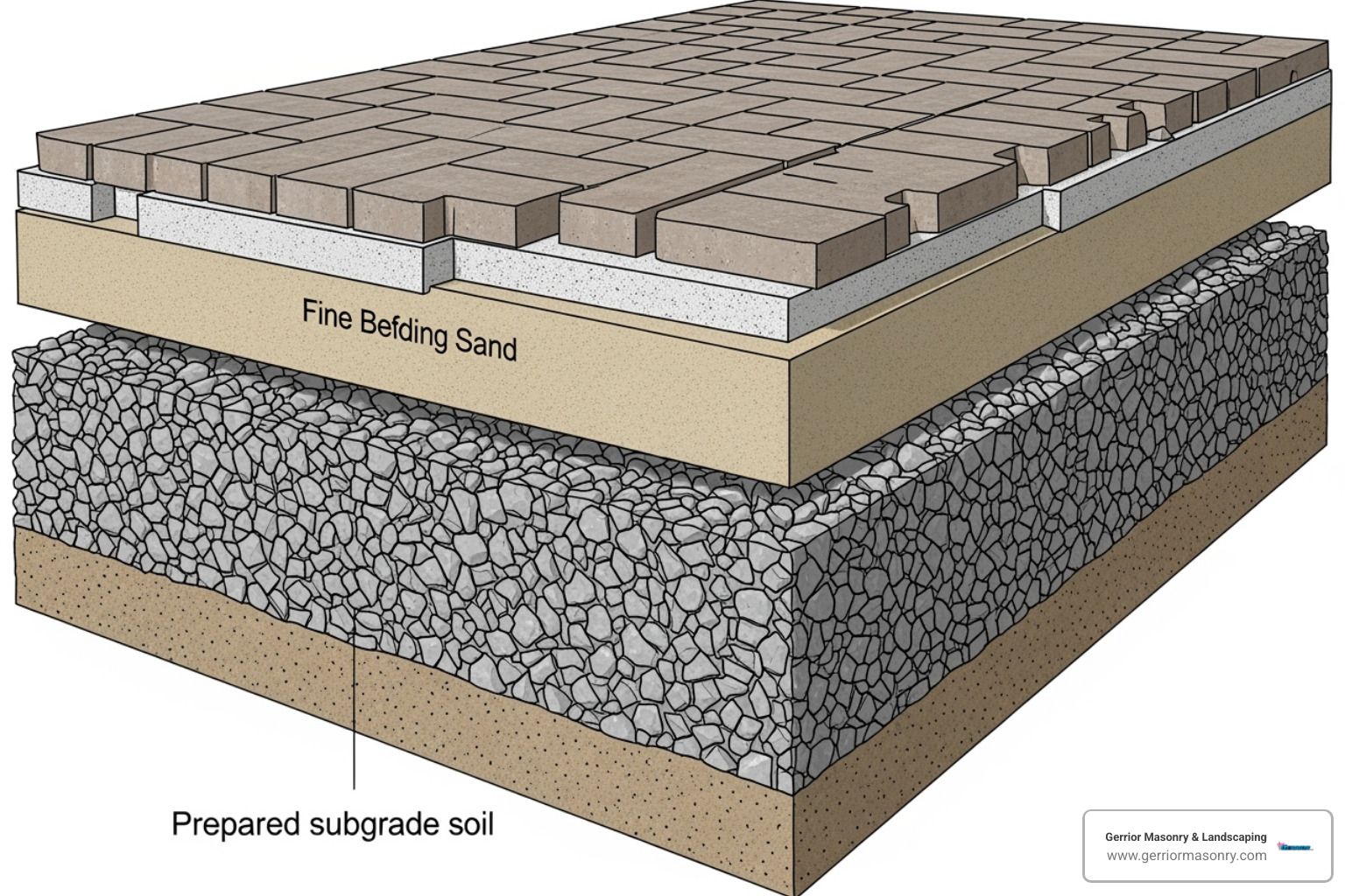 layers of a paver installation - driveway apron pavers