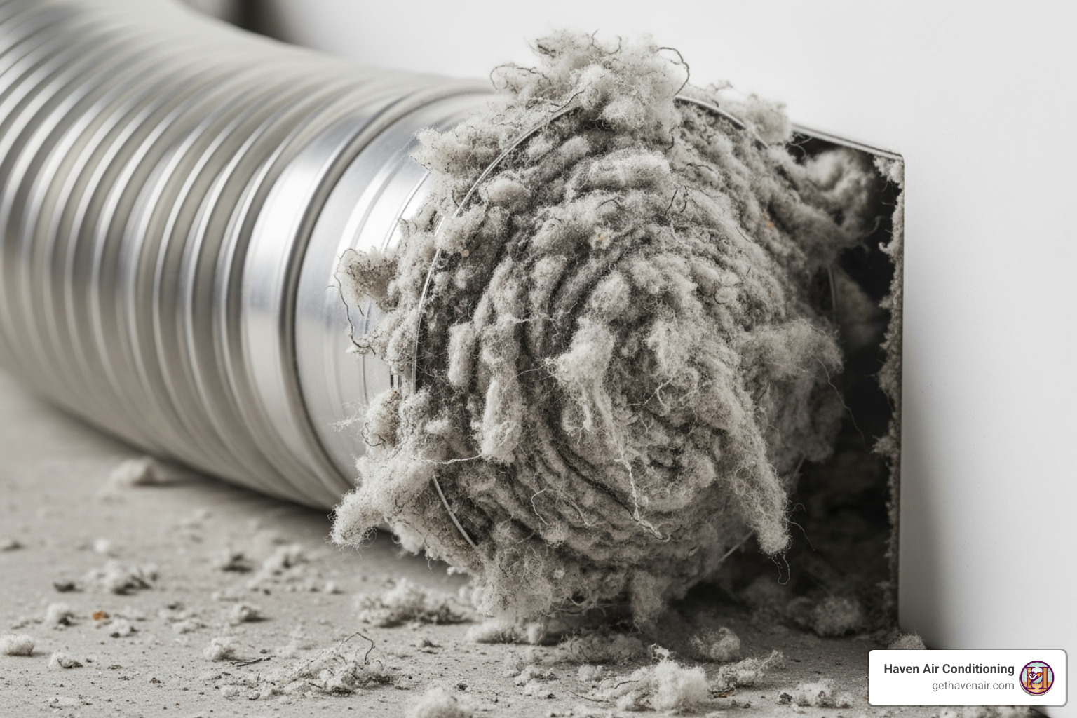 Clogged dryer vent full of lint - dryer vent cleaning near me