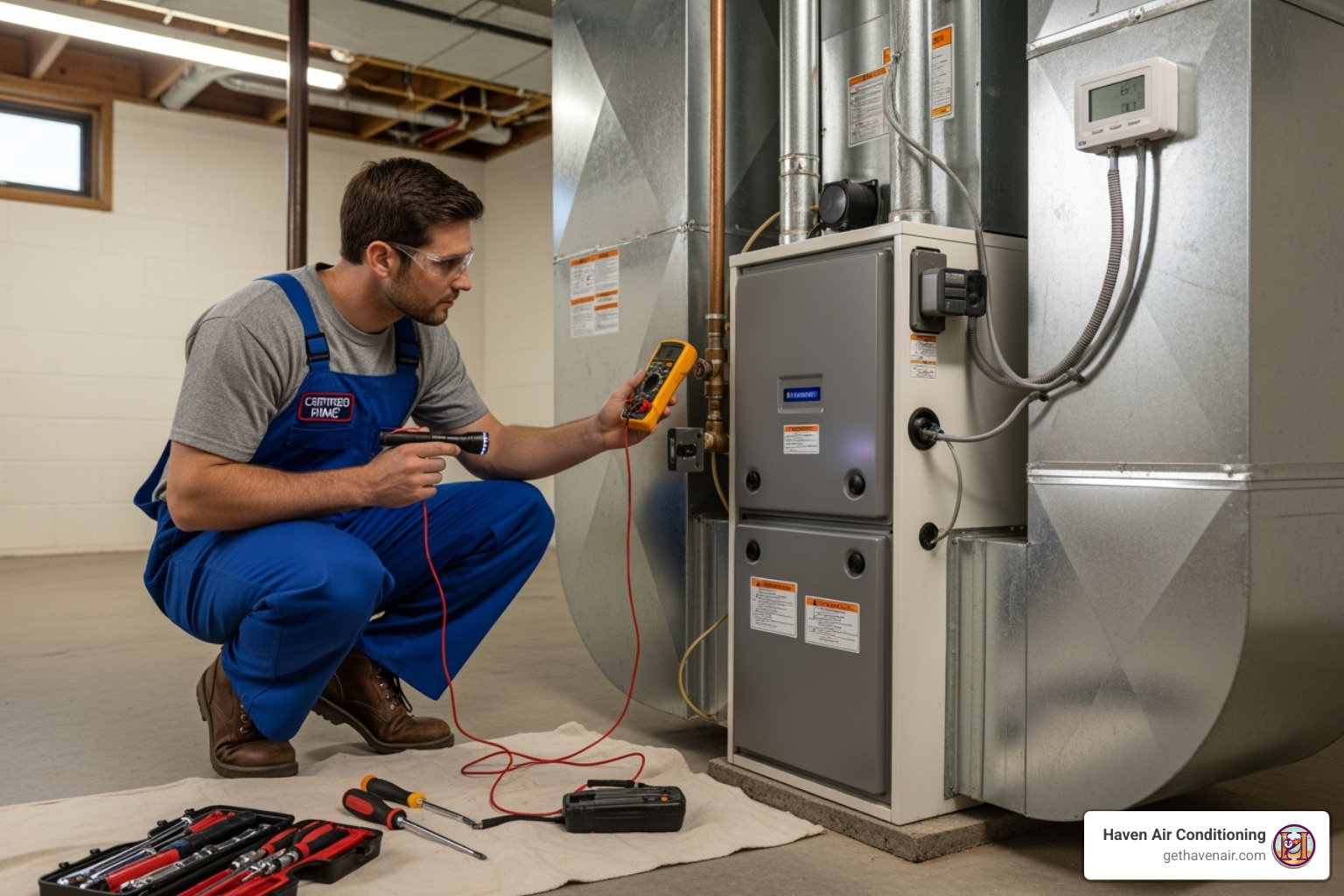 certified technician inspecting a modern heating system - heating repair riverside