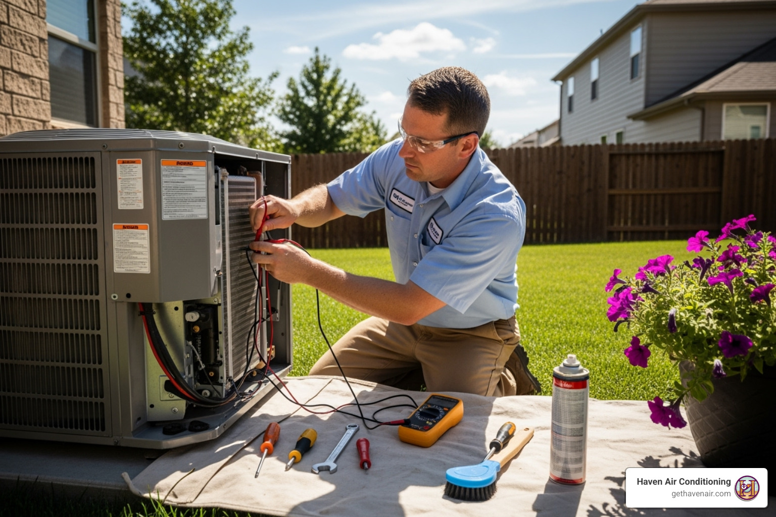 technician performing detailed AC tune-up - ac service anaheim