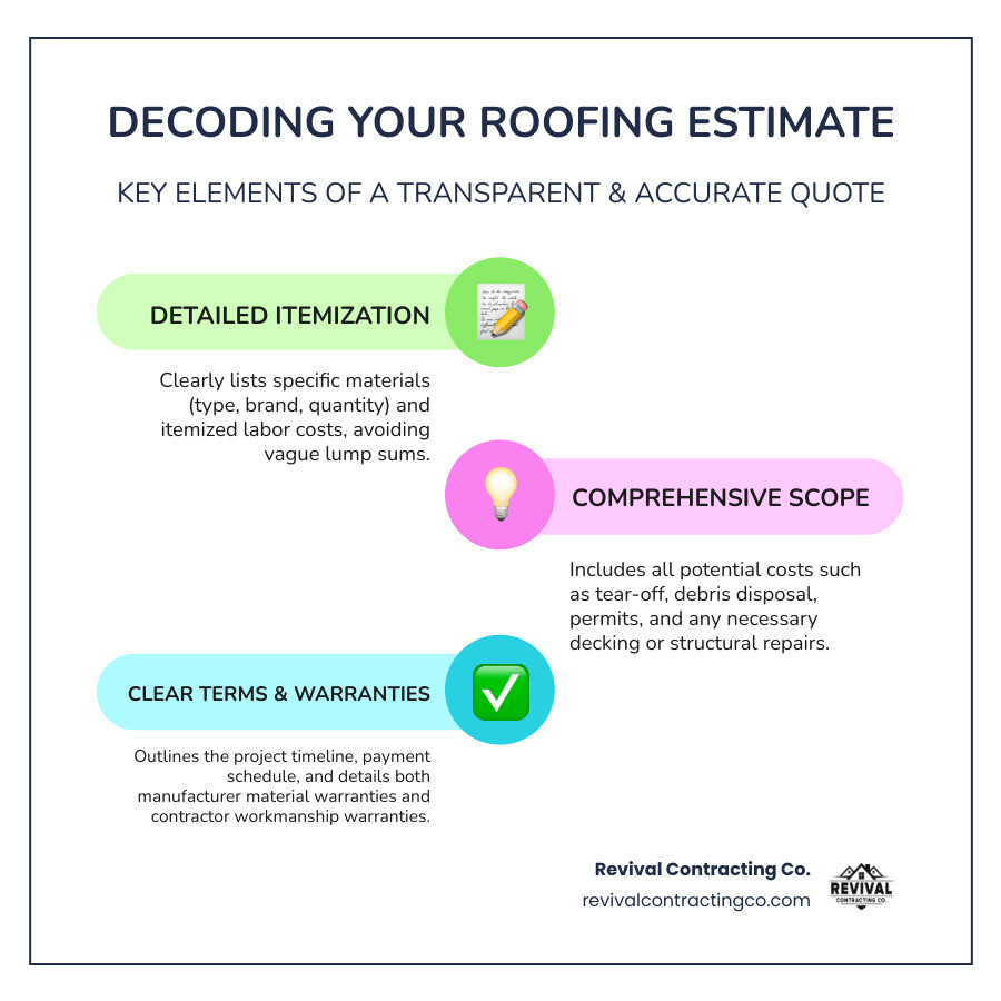 Table comparing key items in a good vs. bad estimate - ROOFING ESTIMATE YOUNGSTOWN OHIO infographic infographic-line-3-steps-colors