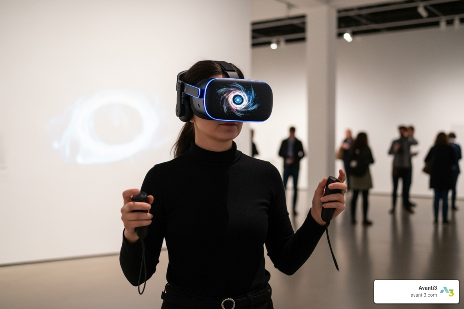museum visitor wearing a VR headset - digital storytelling in museums
