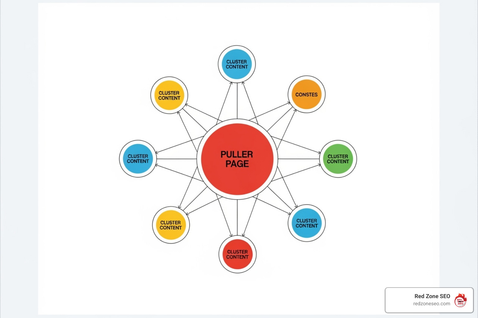 Image showing a pillar page and cluster content model. - SEO blog writing